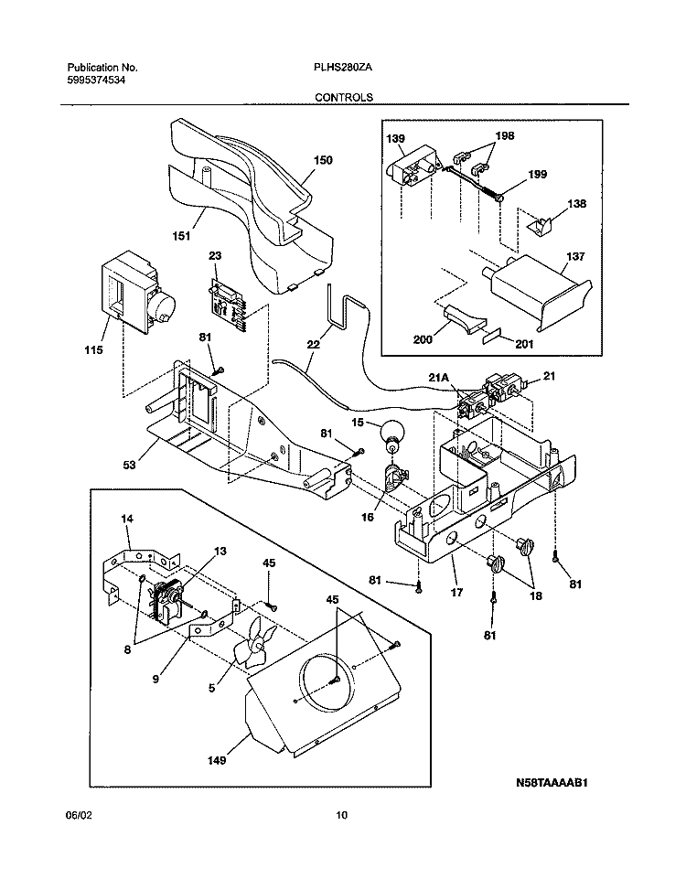 CONTROLS Diagram and Parts List for PLHS280ZAB3  Frigidaire Refrigerator