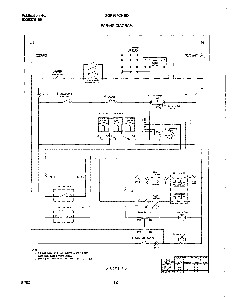 WIRING DIAGRAM Diagram and Parts List for GGF354CHSD  Gibson Range