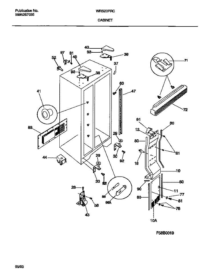 CABINET Diagram and Parts List for WRS20PRCD0  Frigidaire Refrigerator