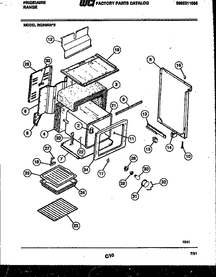 BODY PARTS Diagram and Parts List for RG34NW2  Frigidaire Range