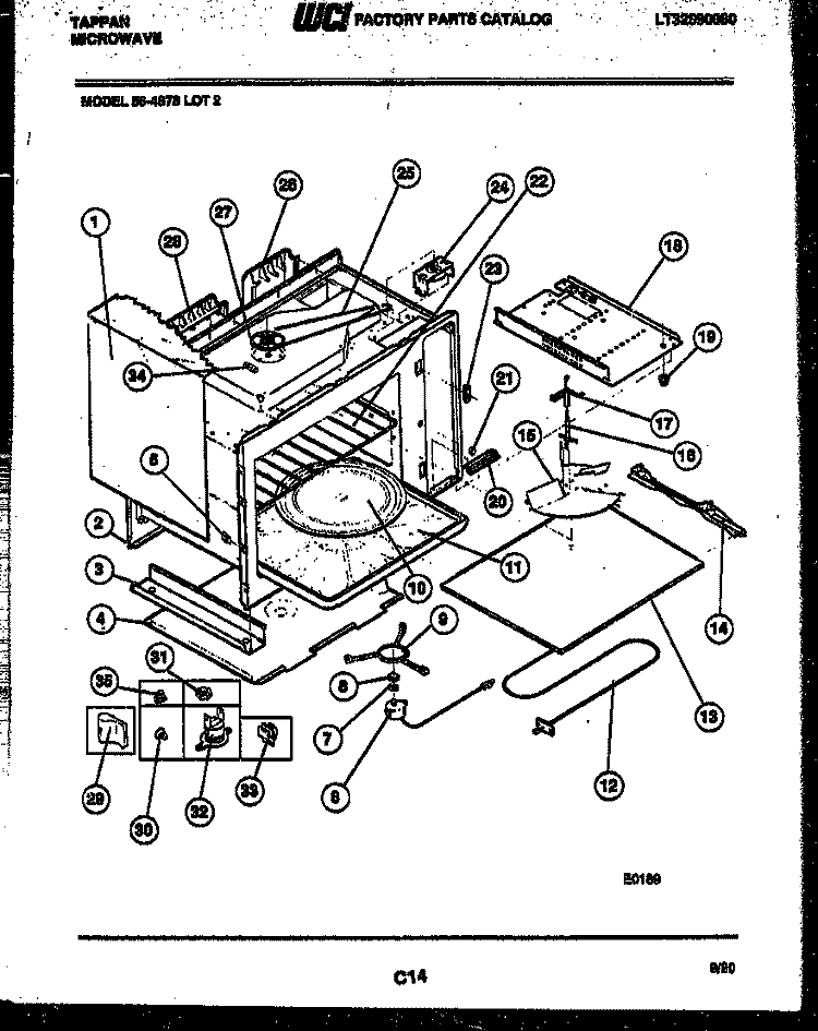 BODY PARTS Diagram and Parts List for 56-4878-10-02  Tappan Microwave