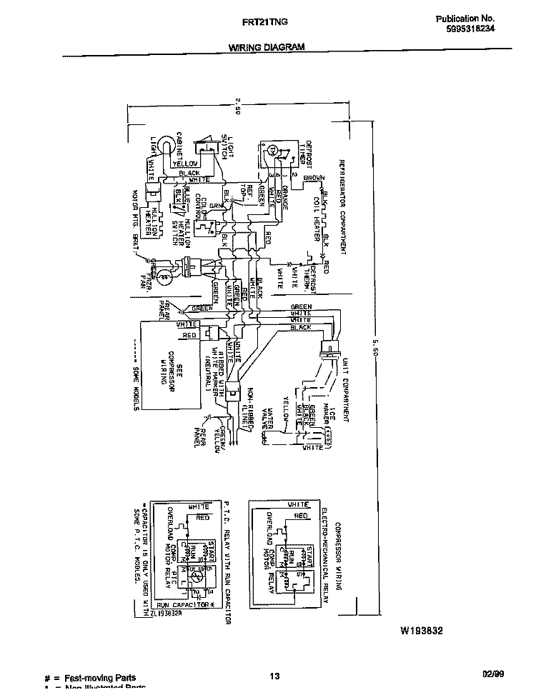 WIRING DIAGRAM Diagram and Parts List for FRT21TNGW3  Frigidaire Refrigerator
