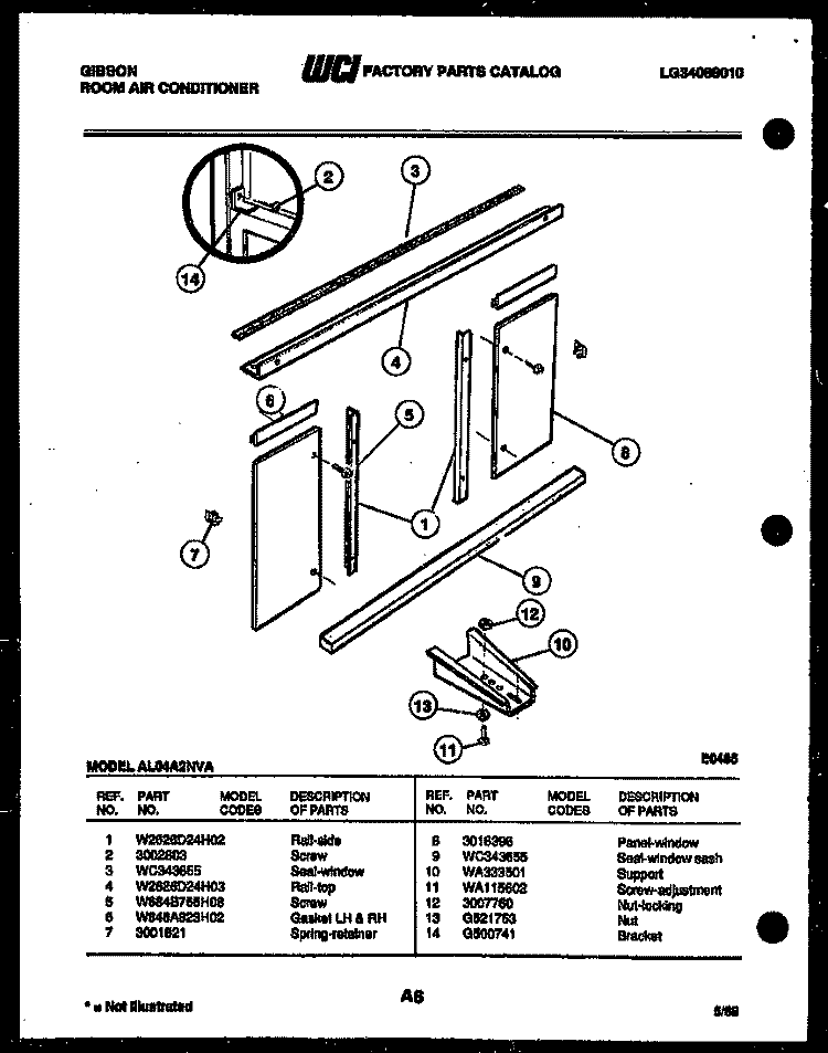 INSTALLATION PARTS Diagram and Parts List for AL04A2NVA  Gibson Air Conditioner