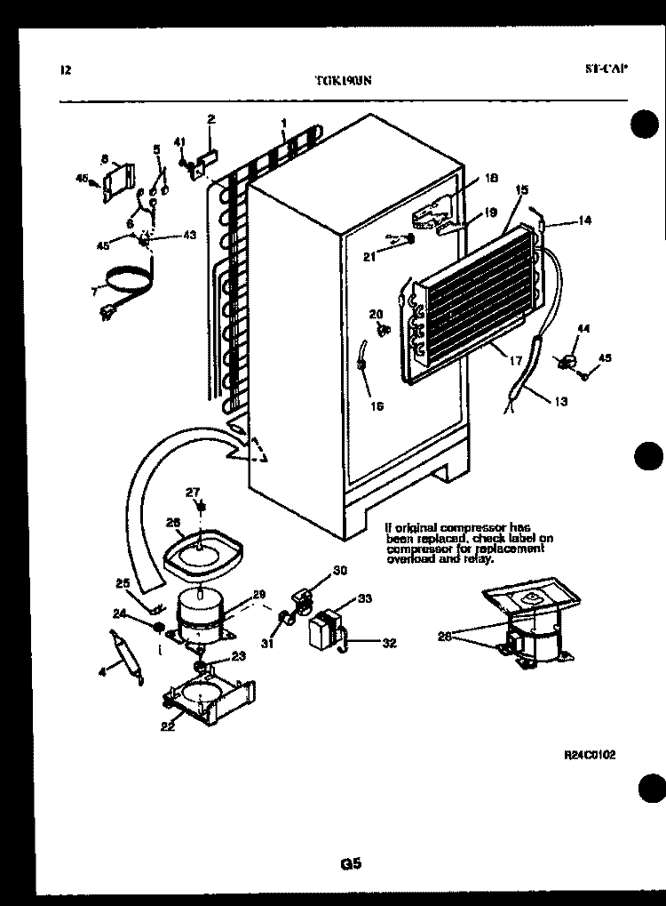 SYSTEM AND AUTOMATIC DEFROST PARTS Diagram and Parts List for TGK190JN0D  Kelvinator Refrigerator