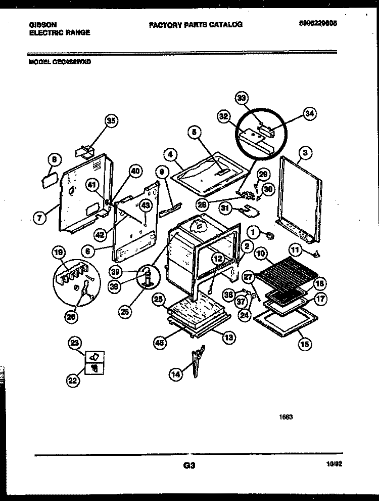 BODY PARTS Diagram and Parts List for CEC4S6WXD  Gibson Range