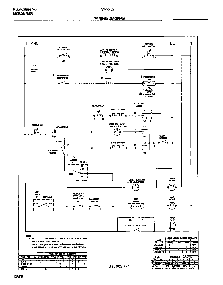 WIRING DIAGRAM Diagram and Parts List for 31-2752-00-03  Tappan Range