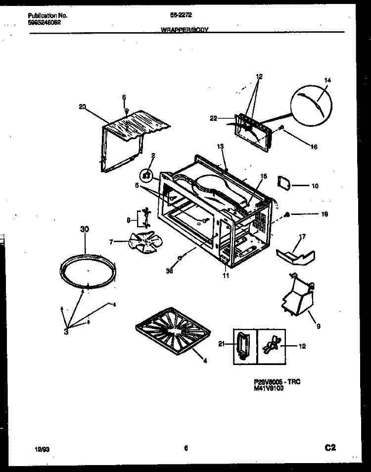 WRAPPER AND BODY PARTS Diagram and Parts List for 56-2272-10-02  Tappan Microwave