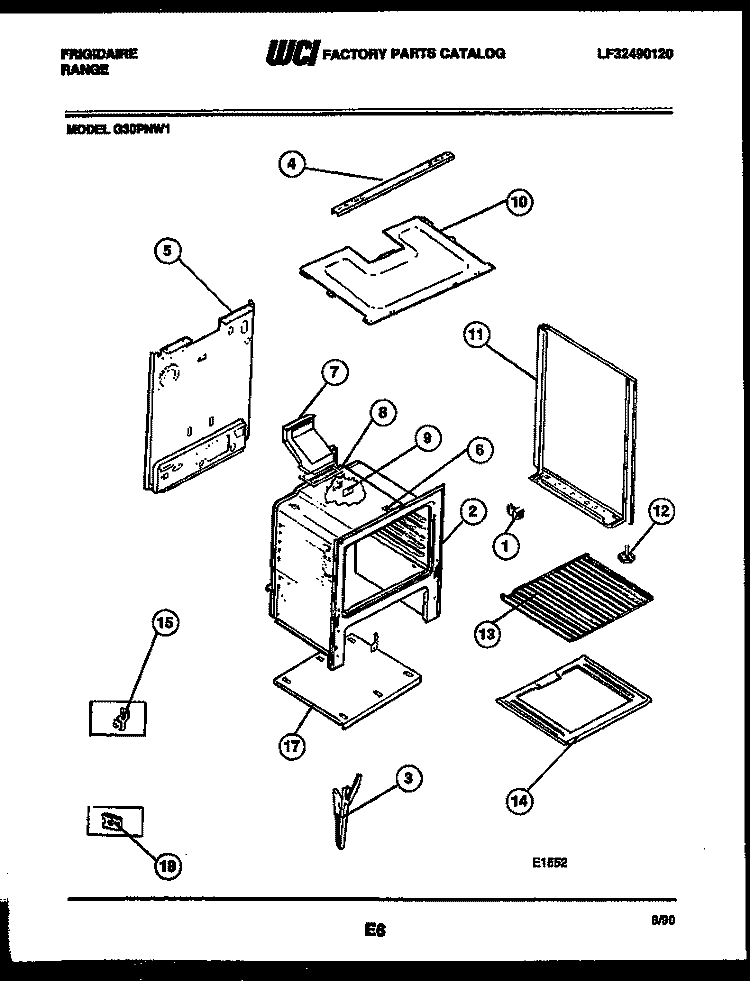 BODY PARTS Diagram and Parts List for G30PNL1  Frigidaire Range
