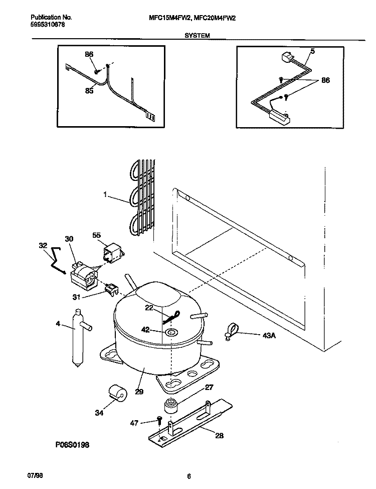 SYSTEM Diagram and Parts List for MFC20M4FW2  Frigidaire Freezer