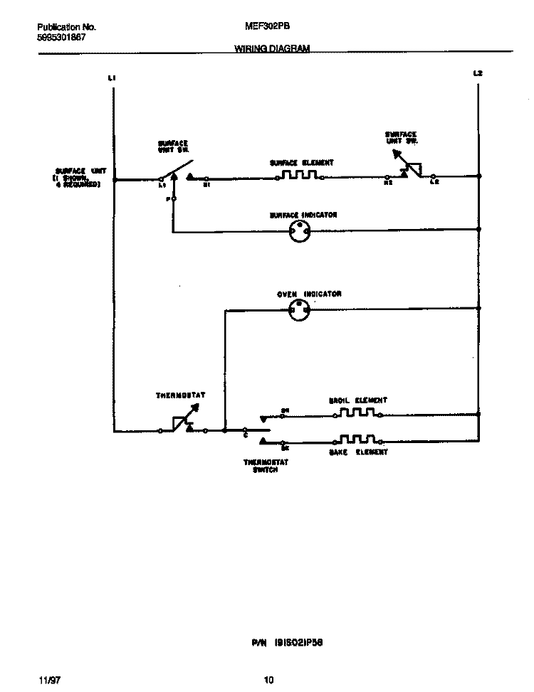 WIRING DIAGRAM Diagram and Parts List for MEF302PBWK  Frigidaire Range