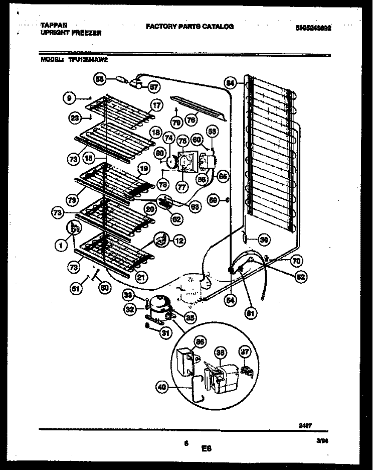 SYSTEM AND ELECTRICAL PARTS Diagram and Parts List for TFU12M4AW2  Tappan Freezer