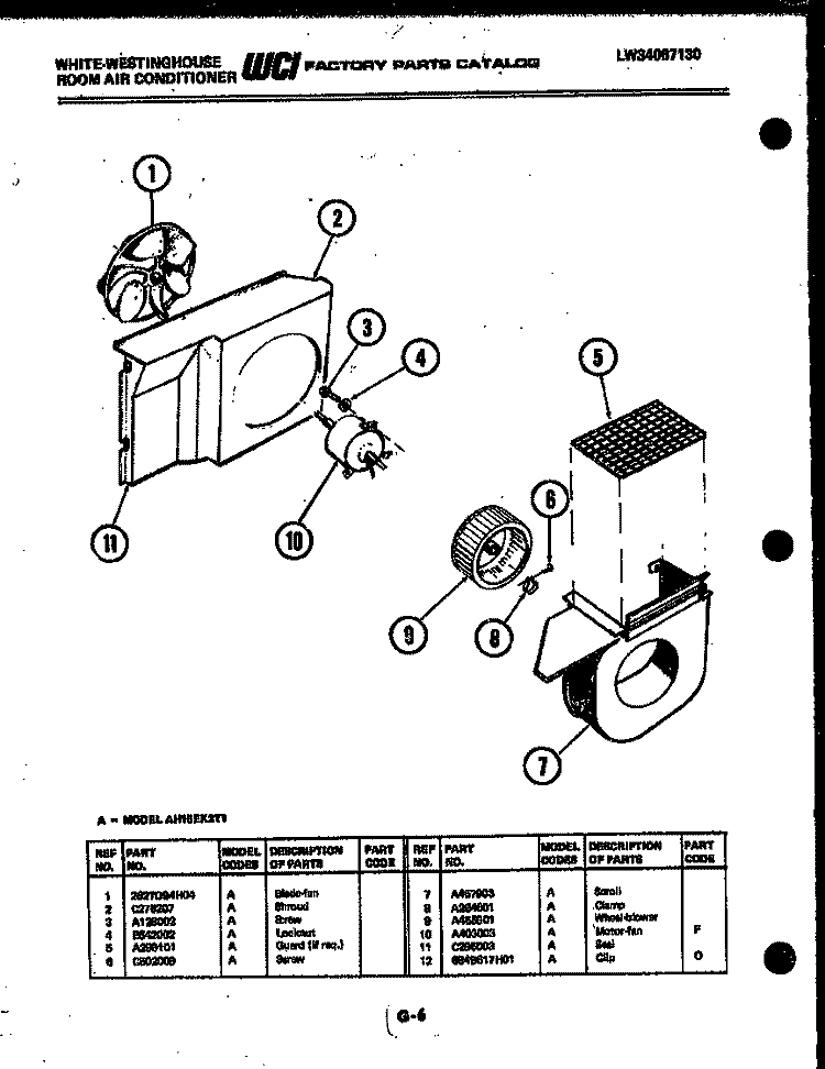 AIR HANDLING PARTS Diagram and Parts List for AH15EK2T1  Frigidaire Air Conditioner