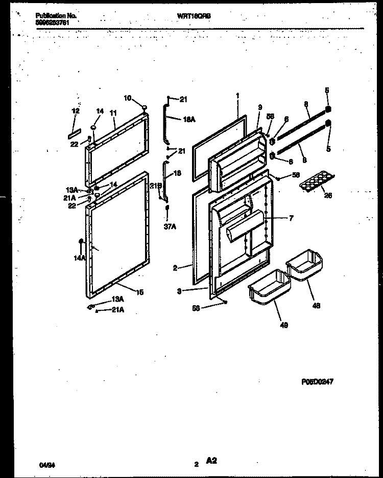 DOOR PARTS Diagram and Parts List for WRT18QRBW0  Frigidaire Refrigerator
