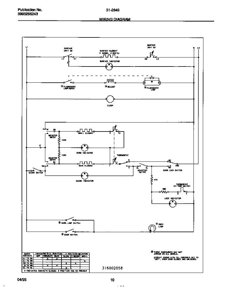WIRING DIAGRAM Diagram and Parts List for 31-2649-00-08  Tappan Range