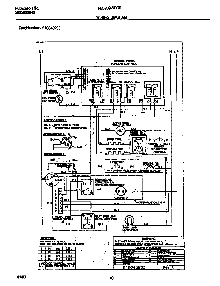 WIRING DIAGRAM Diagram and Parts List for FEB789WCCE  Frigidaire Wall Oven