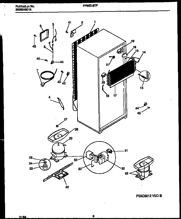 SYSTEM AND AUTOMATIC DEFROST PARTS Diagram and Parts List for FPWE18TPL1  Frigidaire Refrigerator