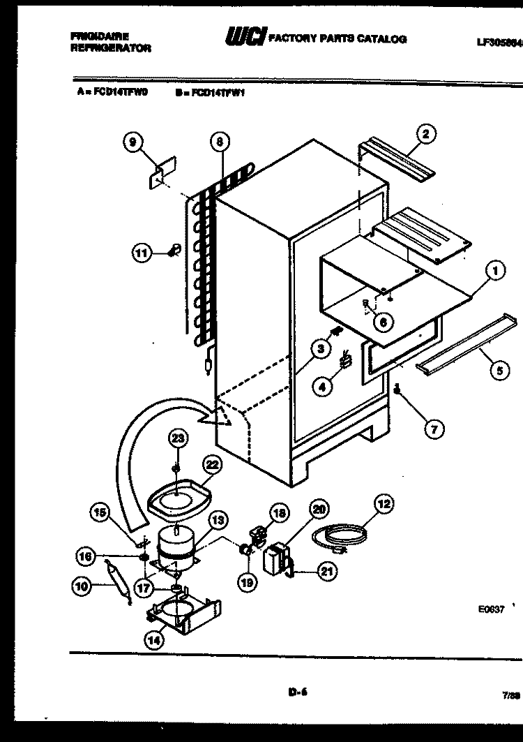 SYSTEM AND AUTOMATIC DEFROST PARTS Diagram and Parts List for FCD14TFF0  Frigidaire Refrigerator