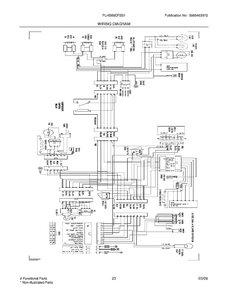 WIRING DIAGRAM Diagram and Parts List for PLHS69EFSS1  Frigidaire Refrigerator