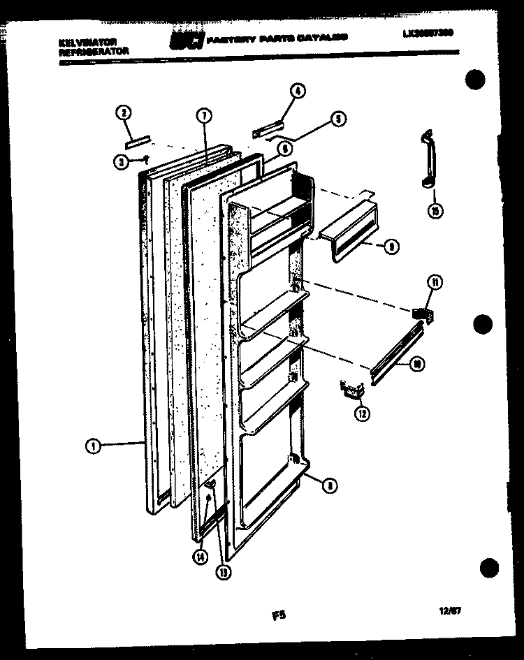 REFRIGERATOR DOOR PARTS Diagram and Parts List for FPK190AN5T  Kelvinator Refrigerator