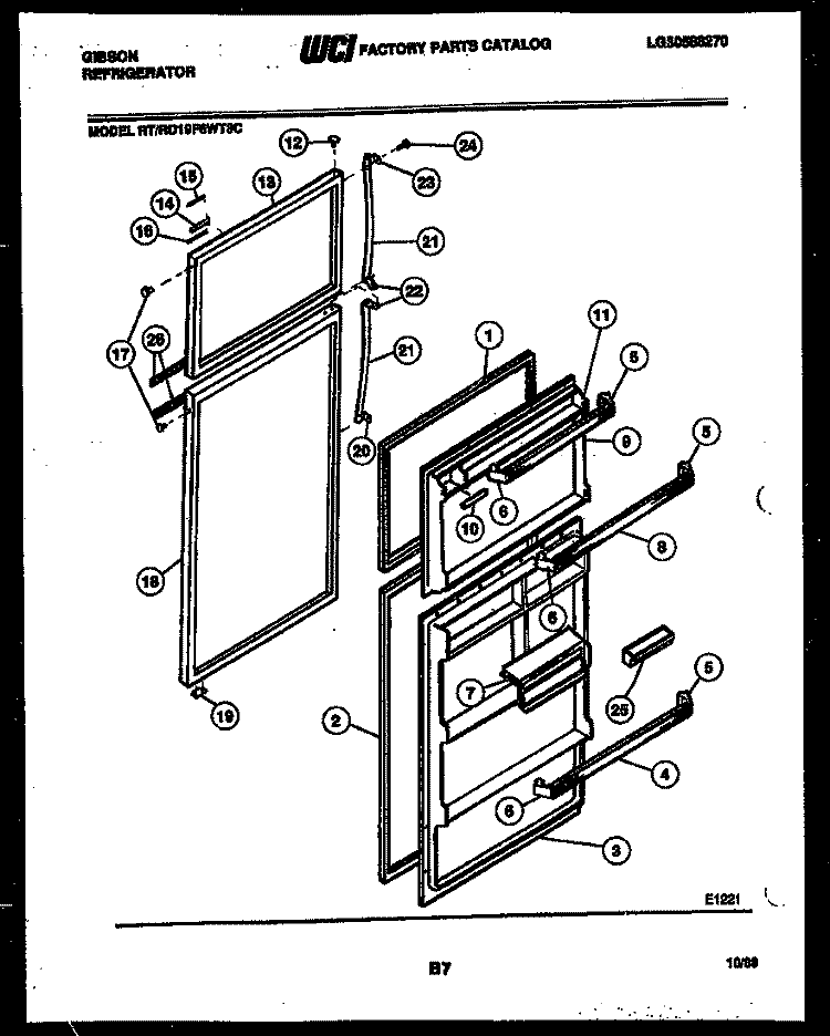 DOOR PARTS Diagram and Parts List for RD19F6WT3C  Gibson Refrigerator