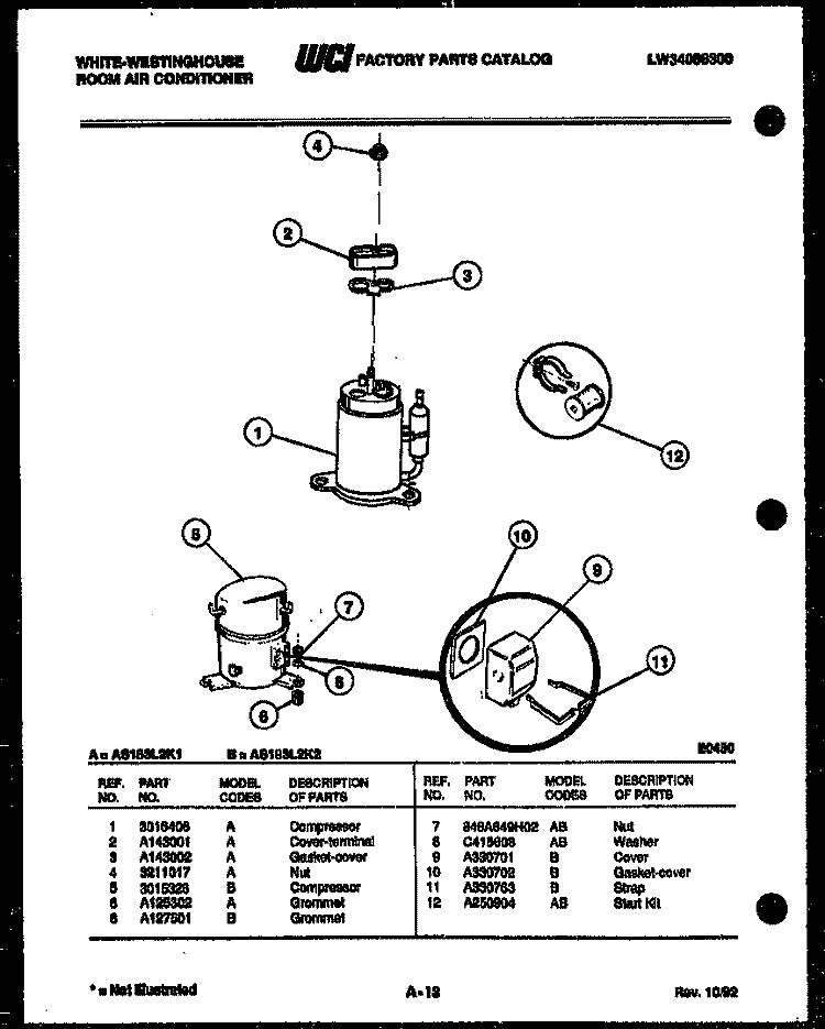 COMPRESSOR PARTS Diagram and Parts List for AS183L2K1  Frigidaire Air Conditioner