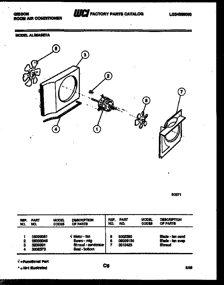 AIR HANDLING PARTS Diagram and Parts List for AL05A5EVA  Gibson Air Conditioner