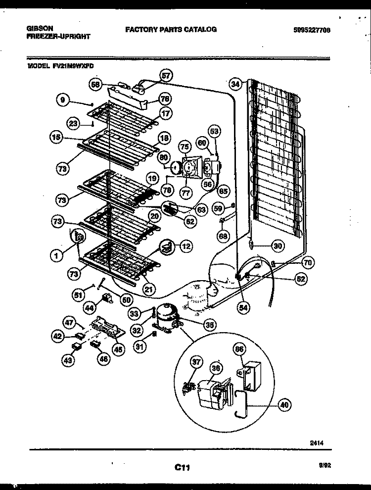 SYSTEM AND ELECTRICAL PARTS Diagram and Parts List for FV21M9WXFD  Gibson Freezer