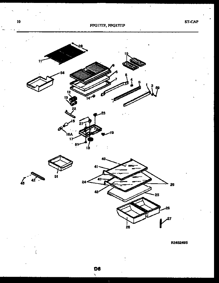 SHELVES AND SUPPORTS Diagram and Parts List for FPG17TIPW0  Frigidaire Refrigerator
