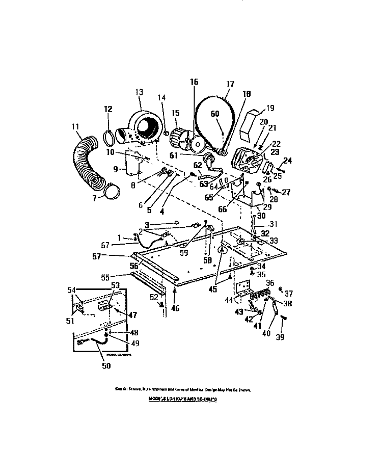 DRYER MOTOR, BASE, HOUSING AND MOUN Diagram and Parts List for LC248JW6  Frigidaire Washer Dryer Combo