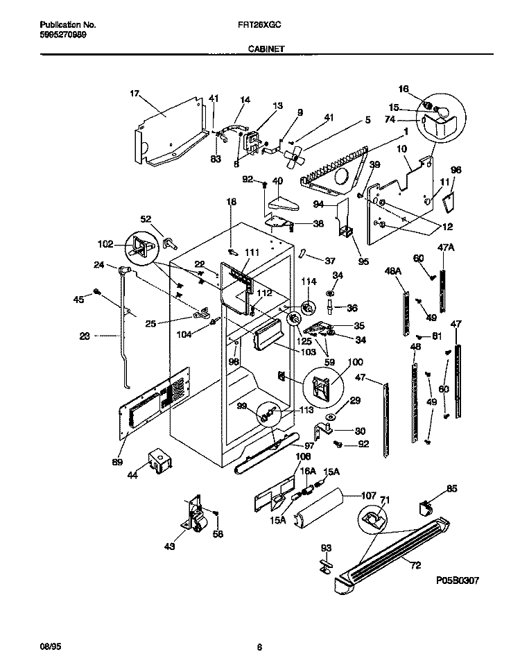 CABINET Diagram and Parts List for FRT26XGCB1  Frigidaire Refrigerator