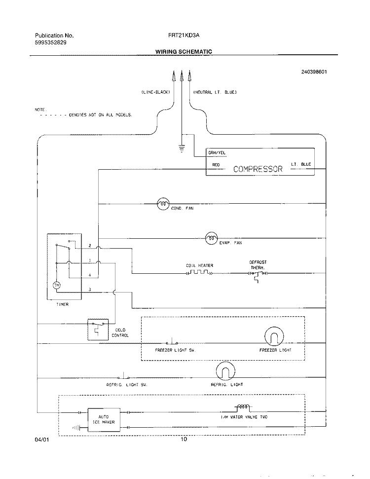 WIRING SCHEMATIC Diagram and Parts List for FRT21KD3AW1  Frigidaire Refrigerator