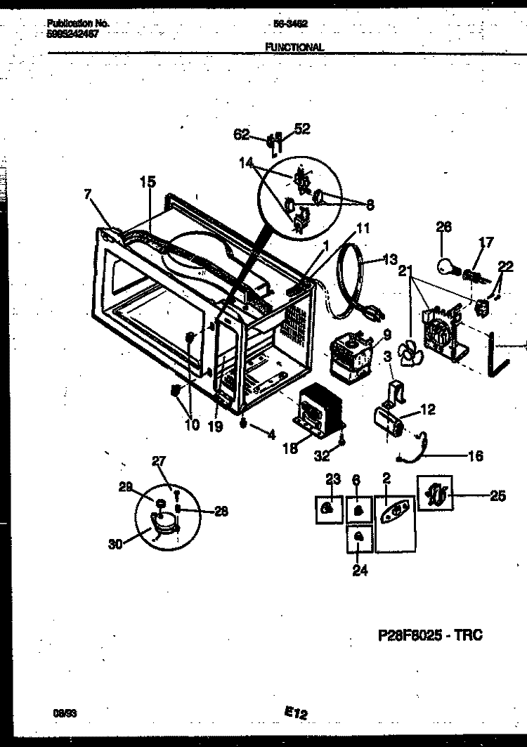 FUNCTIONAL PARTS Diagram and Parts List for 56-3452-10-03  Tappan Microwave