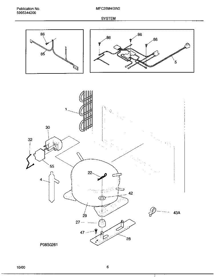 SYSTEM Diagram and Parts List for MFC25M4GW2  Uni Freezer