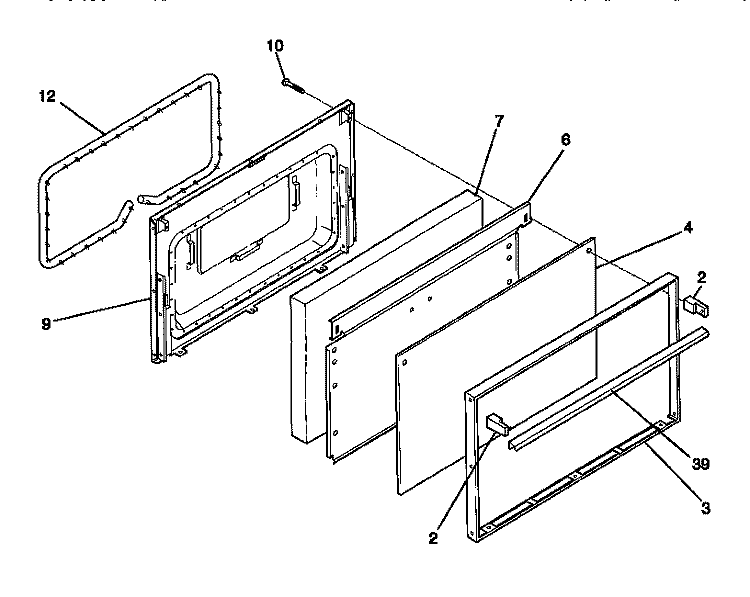 DOOR Diagram and Parts List for 30-3852-00-05  Tappan Range