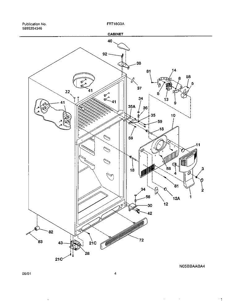 CABINET Diagram and Parts List for FRT18G3AQ2  Frigidaire Refrigerator