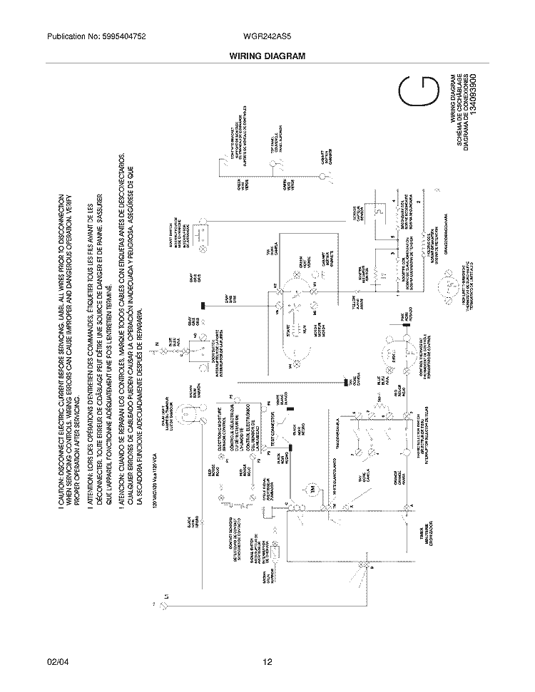 WIRING DIAGRAM Diagram and Parts List for WGR242AS5  Westinghouse Dryer