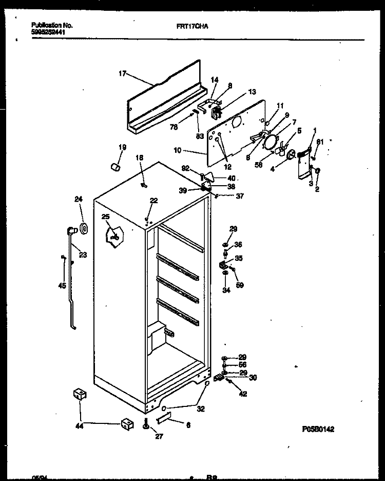 CABINET PARTS Diagram and Parts List for FRT17CHAW0  Frigidaire Refrigerator