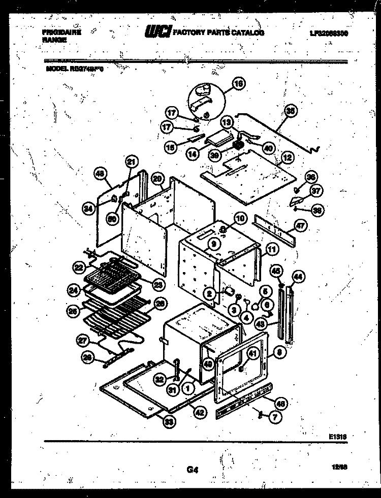 BODY PARTS Diagram and Parts List for REG74BFB0  Frigidaire Wall Oven