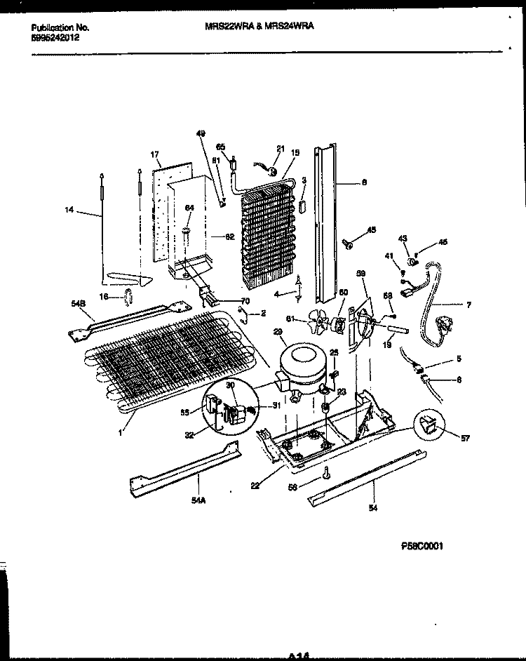 SYSTEM AND AUTOMATIC DEFROST PARTS Diagram and Parts List for MRS22WRAW1  Frigidaire Refrigerator