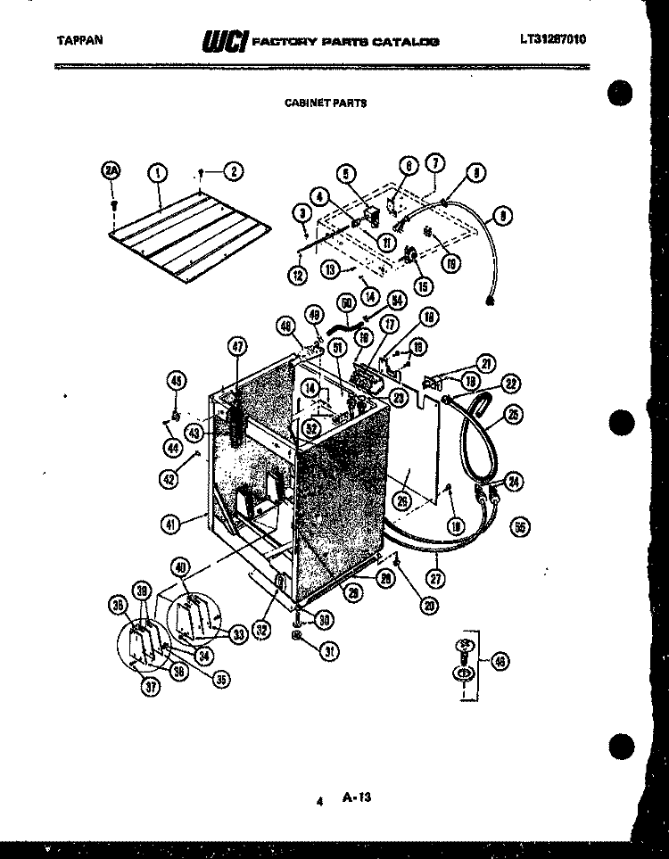 CABINET PARTS Diagram and Parts List for 46-2707-23-00  Tappan Washer