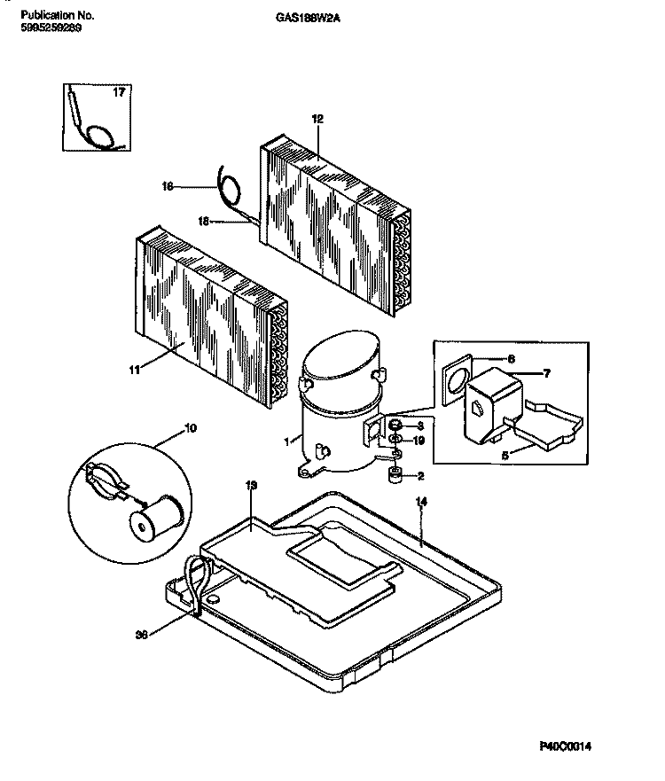 COMOPRESSOR Diagram and Parts List for GAS188W2A2  Gibson Air Conditioner