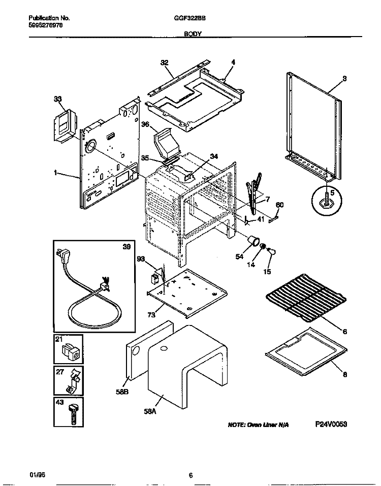 BODY Diagram and Parts List for GGF322BBDE  Gibson Range