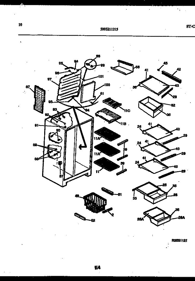 SHELVES AND SUPPORTS Diagram and Parts List for RS249NCD0  Frigidaire Refrigerator