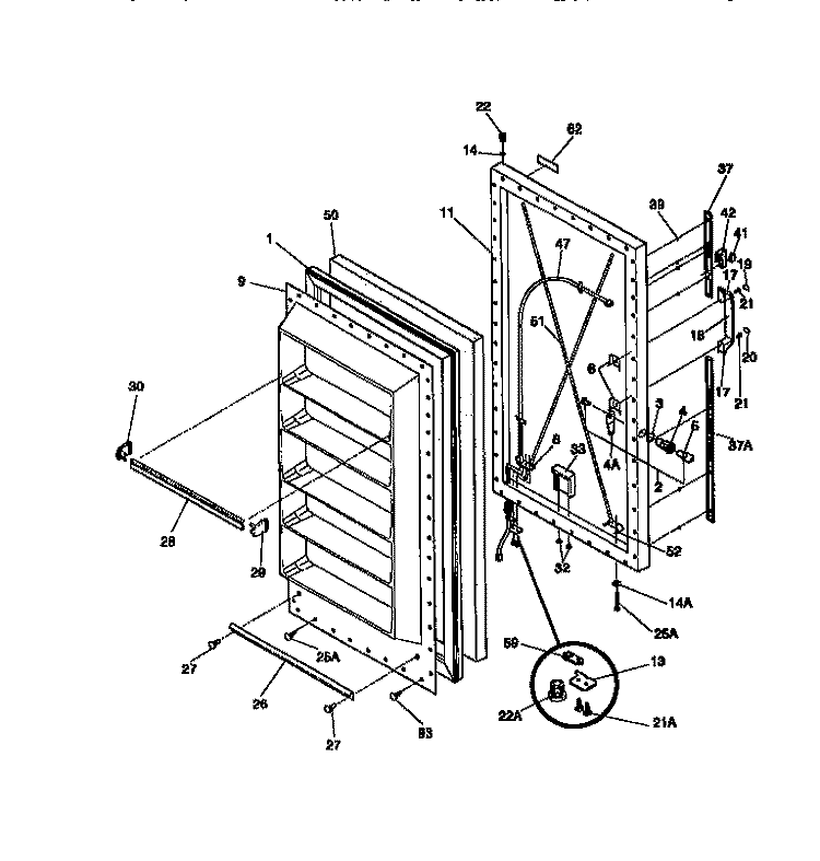 DOOR Diagram and Parts List for F82D179BW0  Frigidaire Freezer