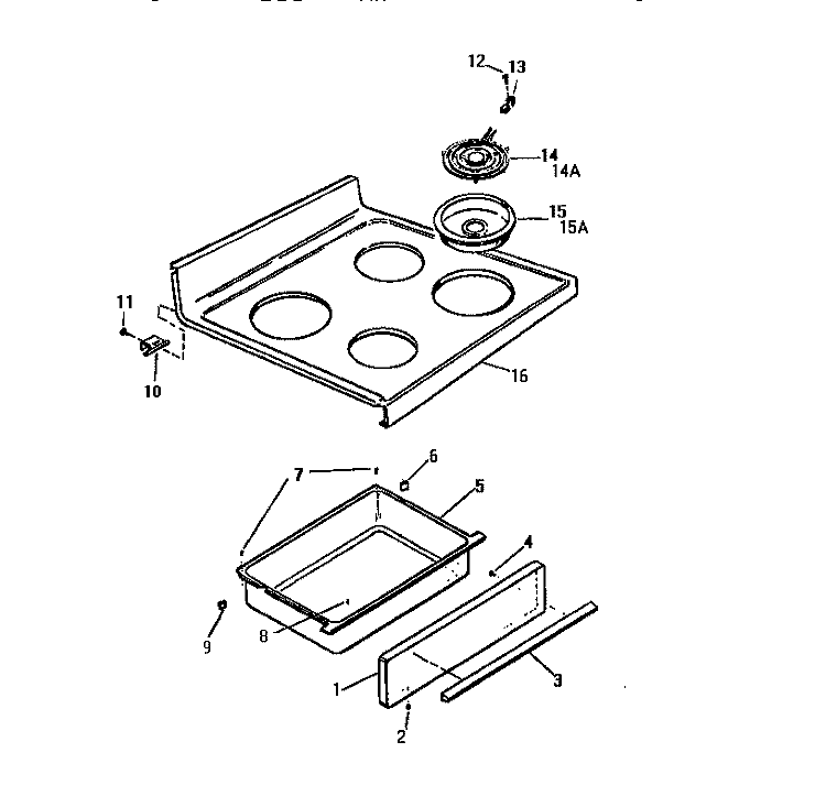 TOP, CONTROL PANEL Diagram and Parts List for KF650GDD2  Frigidaire Range