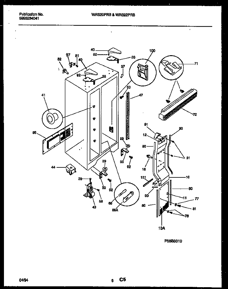 CABINET PARTS Diagram and Parts List for WRS22PRBD0  Frigidaire Refrigerator