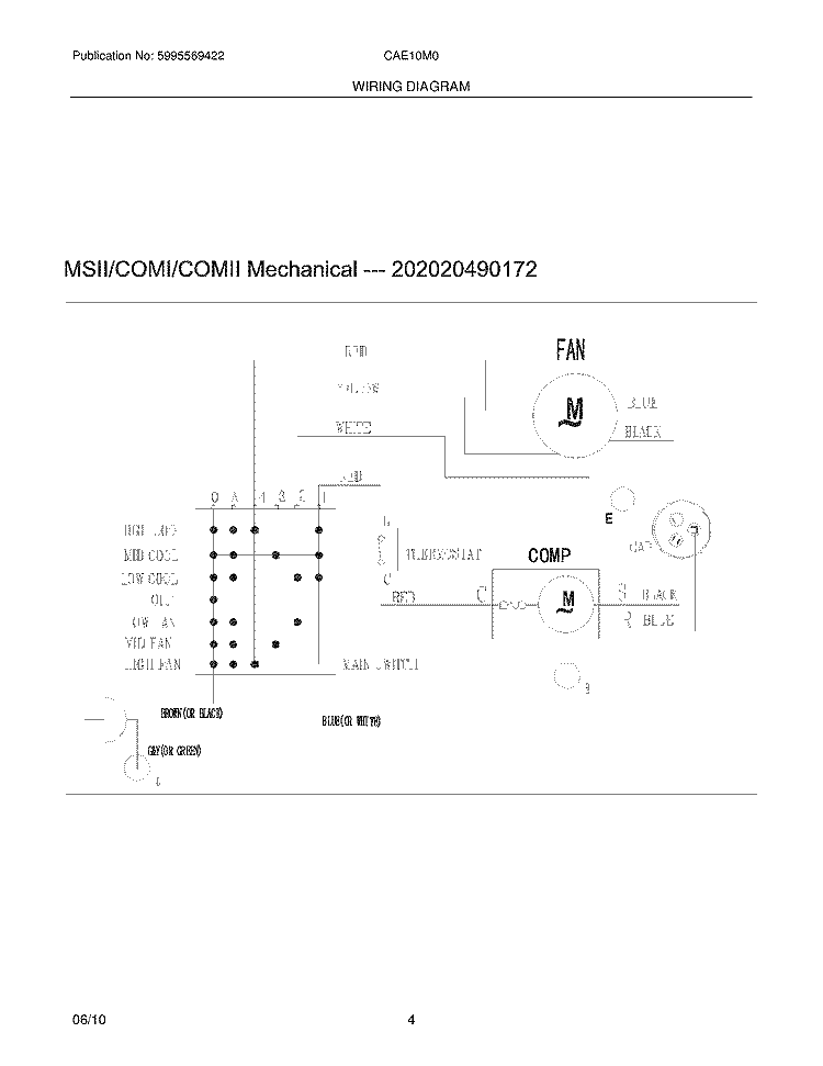 WIRING DIAGRAM Diagram and Parts List for CAE10M0  Crosley Air Conditioner