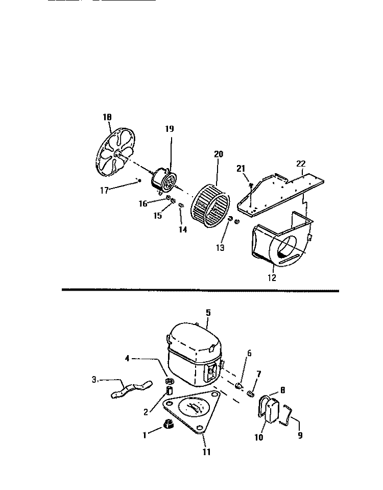 AIR HANDLING PARTS, COMPRESSOR Diagram and Parts List for S310A1QA  Kelvinator Air Conditioner