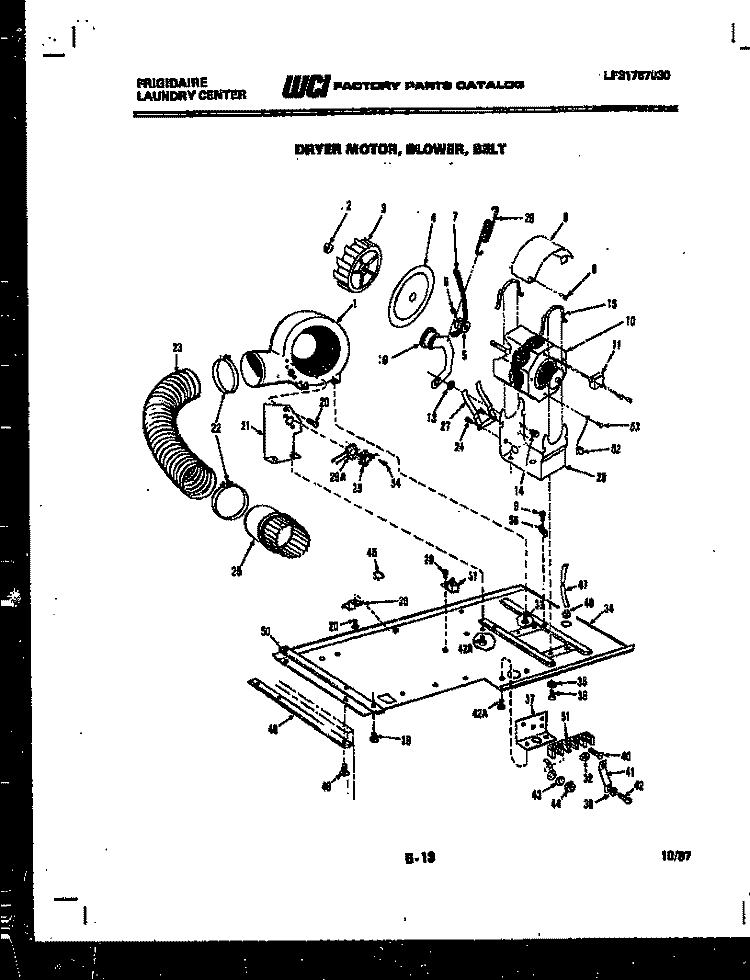 DRYER MOTOR, BLOWER AND BELT Diagram and Parts List for LC248EL0  Frigidaire Washer Dryer Combo