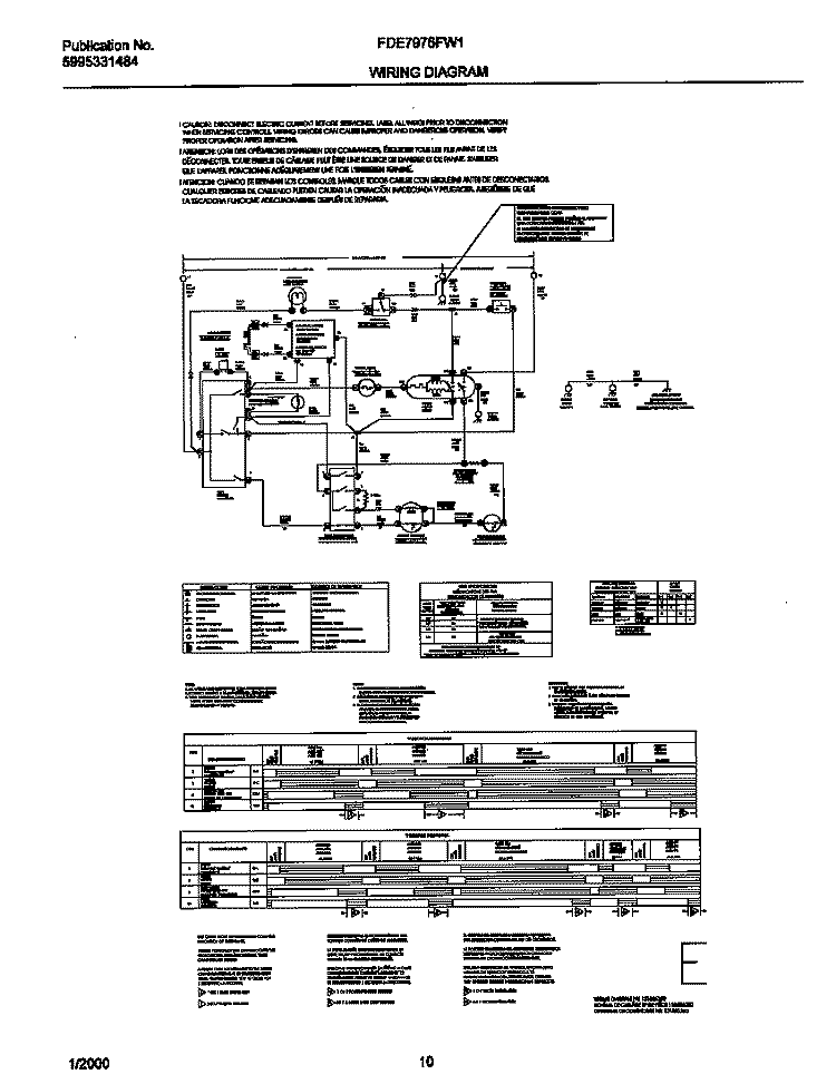 WIRING DIAGRAM Diagram and Parts List for FDE7976FW1  Frigidaire Dryer